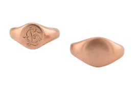 TWO ANTIQUE HALLMARKED 9CT GOLD SIGNET RINGS