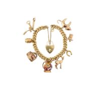 ROLLED GOLD CHARM BRACELET & HALLMARKED GOLD CHARMS