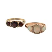 TWO 9CT GOLD & GEM SET RINGS