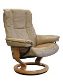 EKORNES STRESSLESS - SCANDINAVIAN LEATHER SWIVEL ARMCHAIR
