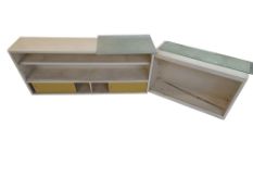 BRITISH MODERN DESIGN - 1950S TWO TONE KITCHEN WALL CABINETS