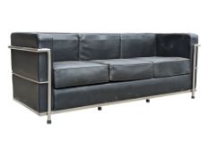 AFTER LE CORBUSIER - LC3 - BROWN BLACK LEATHER CHROME SOFA