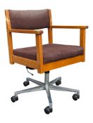 BRITISH MODERN DESIGN - TEAK MID CENTURY OFFICE SWIVEL DESK CHAIR