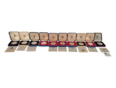 COLLECTION OF 20TH CENTURY CASED SILVER PROOF CROWN COINS