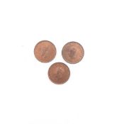 THREE GEORGE VI QUARTER ANNA COINS