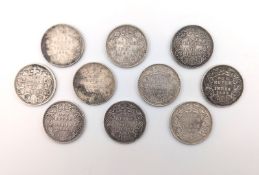 TEN QUEEN VICTORIA BRITISH EAST INDIA COMPANY SILVER ONE RUPEES
