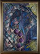 CONTEMPORARY SURREALIST PASTEL ON PAPER FEMALE NUDE PAINTING
