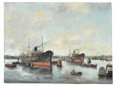 UNKNOWN (20TH CENTURY) - UNTITLED HARBOUR OIL ON CANVAS PAINTING