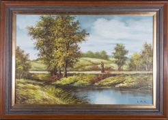 S. MARLA (20TH CENTURY) - UNTITLED OIL ON CANVAS LANDSCAPE PAINTING