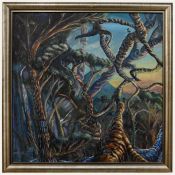 DYLAN HODD (CONTEMPORARY) - UNDERSTORY - OIL ON BOARD PAINTING