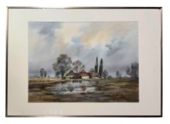 UNKNOWN 20TH CENTURY - UNTITLED WATERCOLOUR LANDSCAPE PAINTING