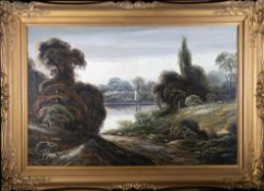 UNKNOWN (MID 20TH CENTURY) - UNTITLED OIL ON CANVAS LANDSCAPE PAINTING