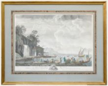 P. DURENT AFTER CLAUDE-JOSEPH VERNET - VIEW OF THE SURROUNDINGS OF NAPLES - ENGRAVING PAINTING