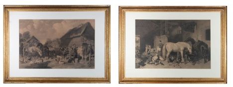 AFTER JOHN FREDERICK HERRING SR - PAIR OF CIRCA 1850S MEZZOTINT GENRE PAINTINGS