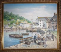 M. M. SULLIVAN (CONTEMPORARY) - UNTITLED FISHERMAN OIL ON CANVAS PAINTING