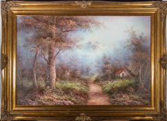 UNKNOWN (20TH CENTURY, CONTINENTAL) - UNTITLED OIL ON CANVAS LANDSCAPE PAINTING