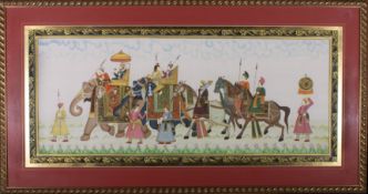 PERSIAN 20TH CENTURY - GOUACHE ON PAPER ROYAL PROCESSION PAINTING