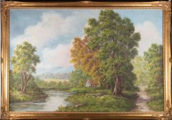 H. CHILTON (LATE 20TH CENTURY) - OIL ON CANVAS LANDSCAPE PAINTING