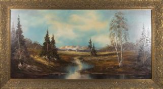 UNKNOWN 20TH CENTURY - UNTITLED OIL ON CANVAS LANDSCAPE PAINTING