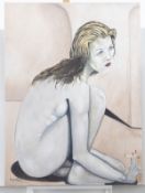 PETER ROLAND-MCLEAN - CONTEMPORARY OIL PORTRAIT OF KATE MOSS PAINTING