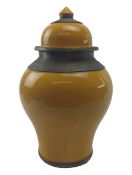 CHINESE MANNER 20TH CENTURY YELLOW GLAZE CERAMIC BALUSTER VASE