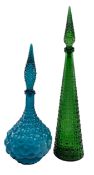 EMPOLI GLASS - TWO MID CENTURY ITALIAN GLASS GENIE DECANTERS