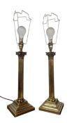 CHRISTOPHER WRAY - PAIR OF VINTAGE GILT METAL COLUMN DESK LAMPS