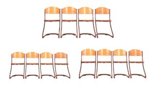 BRITISH MODERN DESIGN - MID CENTURY SET OF 12 CANTILEVER CANTEEN CHAIRS