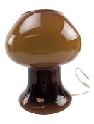 PROVA, ITALY - VINTAGE MID CENTURY 1970S CARAMEL GLASS DESK LAMP
