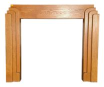 20TH CENTURY ART DECO STYLE OAK WOOD FIREPLACE SURROUND