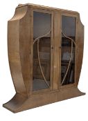ART DECO 1930S WALNUT SHIELD-SHAPED DISPLAY CABINET