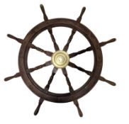 VINTAGE TEAK WOOD SHIP'S WHEEL BY NAUTICLIA LONDON