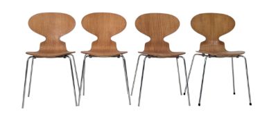 ARNE JABONSEN FOR FRITZ HANSEN - FOUR 1976 DANISH 'ANT' PLYWOOD CHAIRS