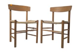 BORGE MOGENSEN FOR FREDERICIA - TWO MID CENTURY J39 MODEL DANISH DINING CHAIRS