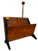 ITALIAN RETRO MID CENTURY TEAK & EBONISED WOOD ATOMIC MAGAZINE RACK