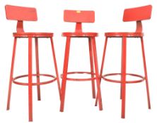 MANNER OF TOLIX FURNITURE - 3 INDUSTRIAL STYLE CAFE BAR STOOLS