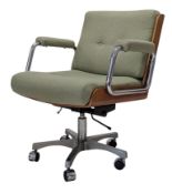 GIROFLEX - RETRO MID CENTURY UPHOLSTERED & CHROME SWIVEL CHAIR
