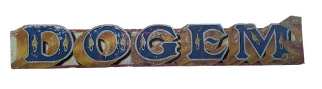 DODGEMS - LARGE LATE 1950S ORIGINAL FAIRGROUND DODGEMS PANEL IN TWO PIECES