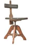 MANNER OF GLENISTER OF HIGH WYCOMBE - OAK & VINYL ARTIST'S SWIVEL CHAIR