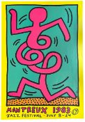 KEITH HARING 1983 POSTER (YELLOW) FOR THE MINTREUX JAZZ FESTIVAL