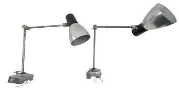 PAIR OF MID CENTURY CZECH ADJUSTABLE INDUSTRIAL LAMPS