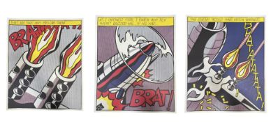 AFTER ROY LICHTENSTEIN - 'AS I OPENED FIRE' TRIPTYCH LITHOGRAPHIC POSTERS