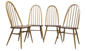 ERCOL - QUAKER 365 - FOUR MID CENTURY 1960S BEECH & ELM CHAIRS