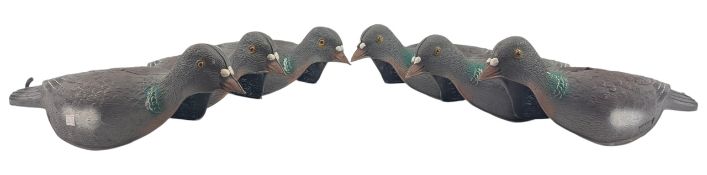 SIX ITALIAN 20TH CENTURY PLASTIC DECOY PIGEONS FIGURES