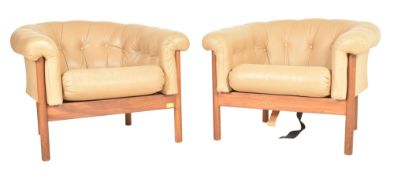 GUY ROGERS - SANTA FE - PAIR OF MID CENTURY 1971 LEATHER ARMCHAIRS