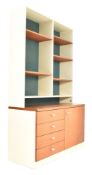 MID CENTURY TWO-TONE TEAK BOOKCASE CABINET