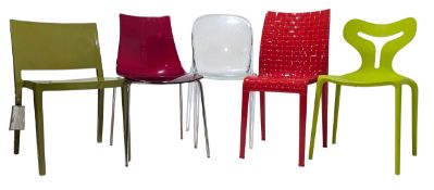 HARLEQUIN DESIGNERS - MIXED SET OF FIVE DESIGNER DINING CHAIRS