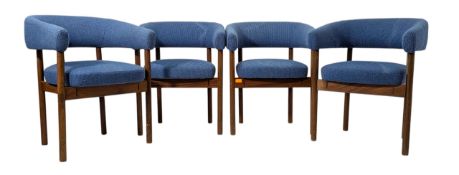 MANNER OF NANNA DITZEL - SET OF FOUR DANISH DESIGNER BARREL DINING CHAIRS