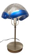 ITALIAN MID CENTURY BLUE & CLEAR GLASS SHELL DESK LAMP