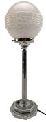 ART DECO EARLY 20TH CENTURY MOTTLED GLASS & CHROME DESK LAMP